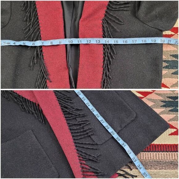 Vintage Worth 100% Camel Hair Fringed Jacket & Wrap Skirt Set Sz 8/10 Black USA - Picture 10 of 10